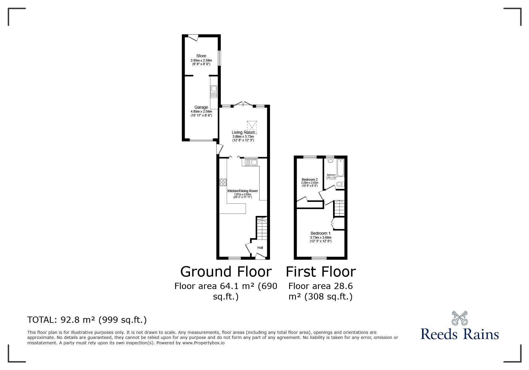 Floorplan of 2 bedroom End Terrace House for sale, Fosseway, Clevedon, North Somerset, BS21