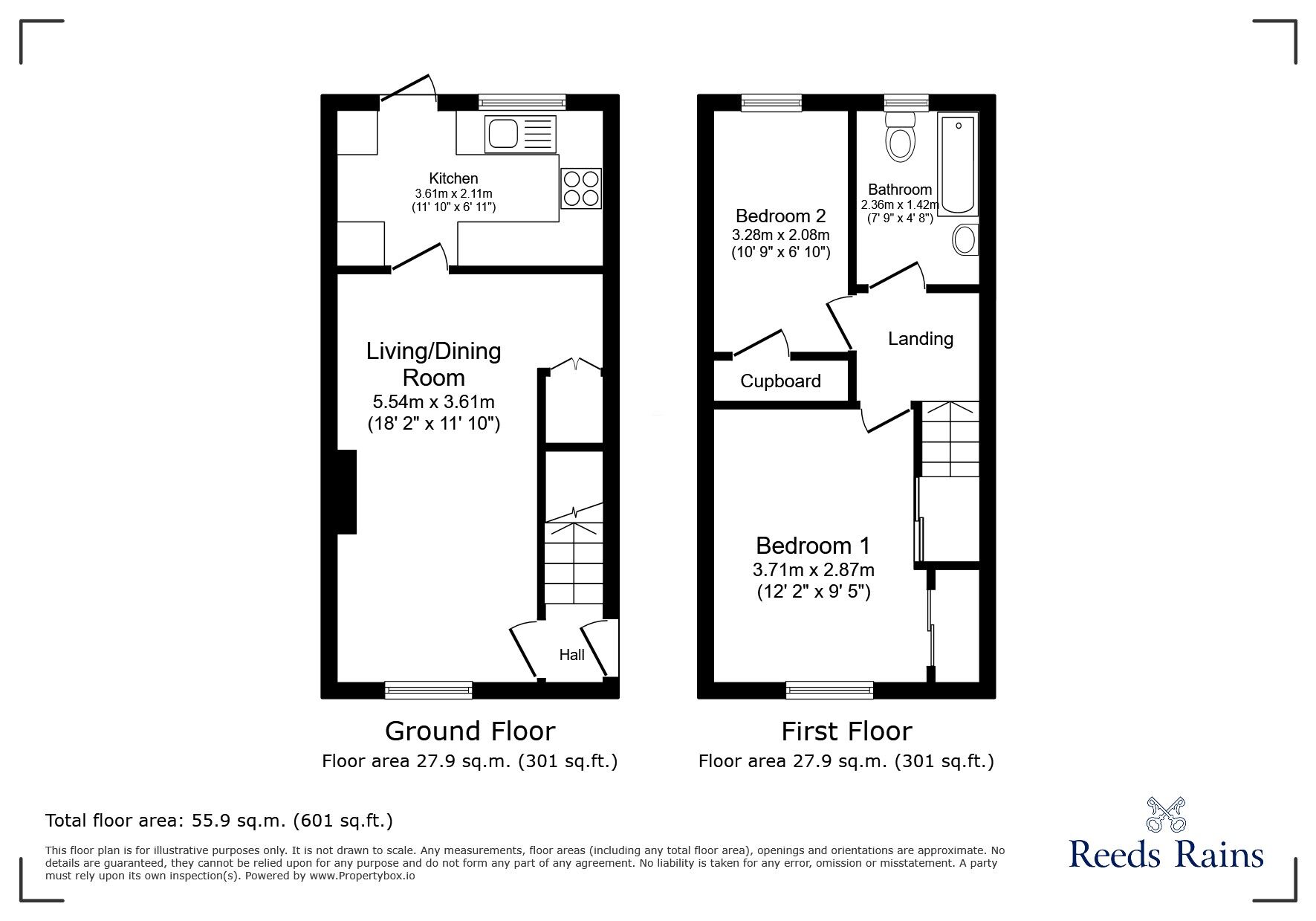 Floorplan of 2 bedroom End Terrace House for sale, Butterfield Park, Clevedon, North Somerset, BS21