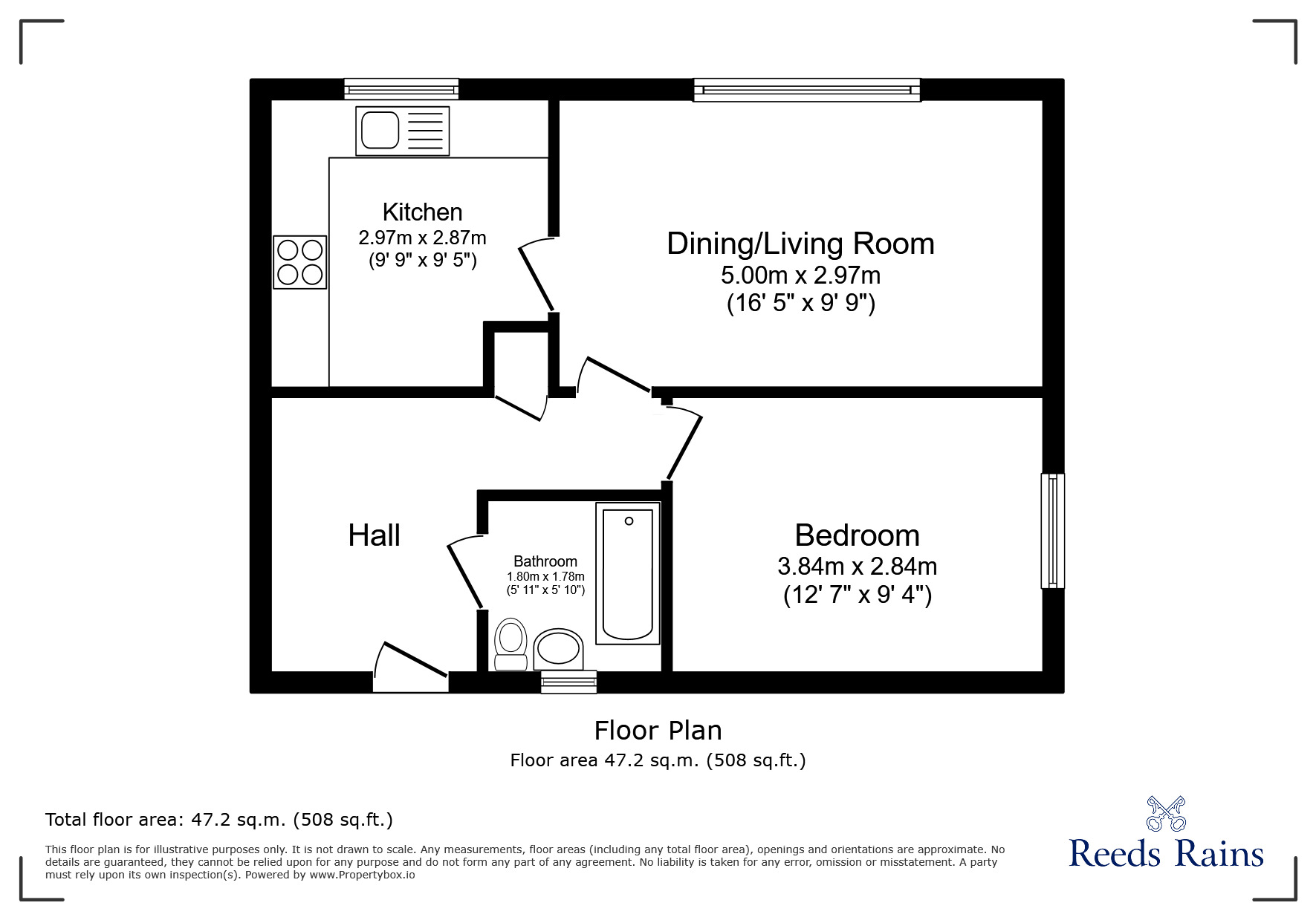 Floorplan of 1 bedroom  Flat for sale, Churchill Avenue, Clevedon, North Somerset, BS21