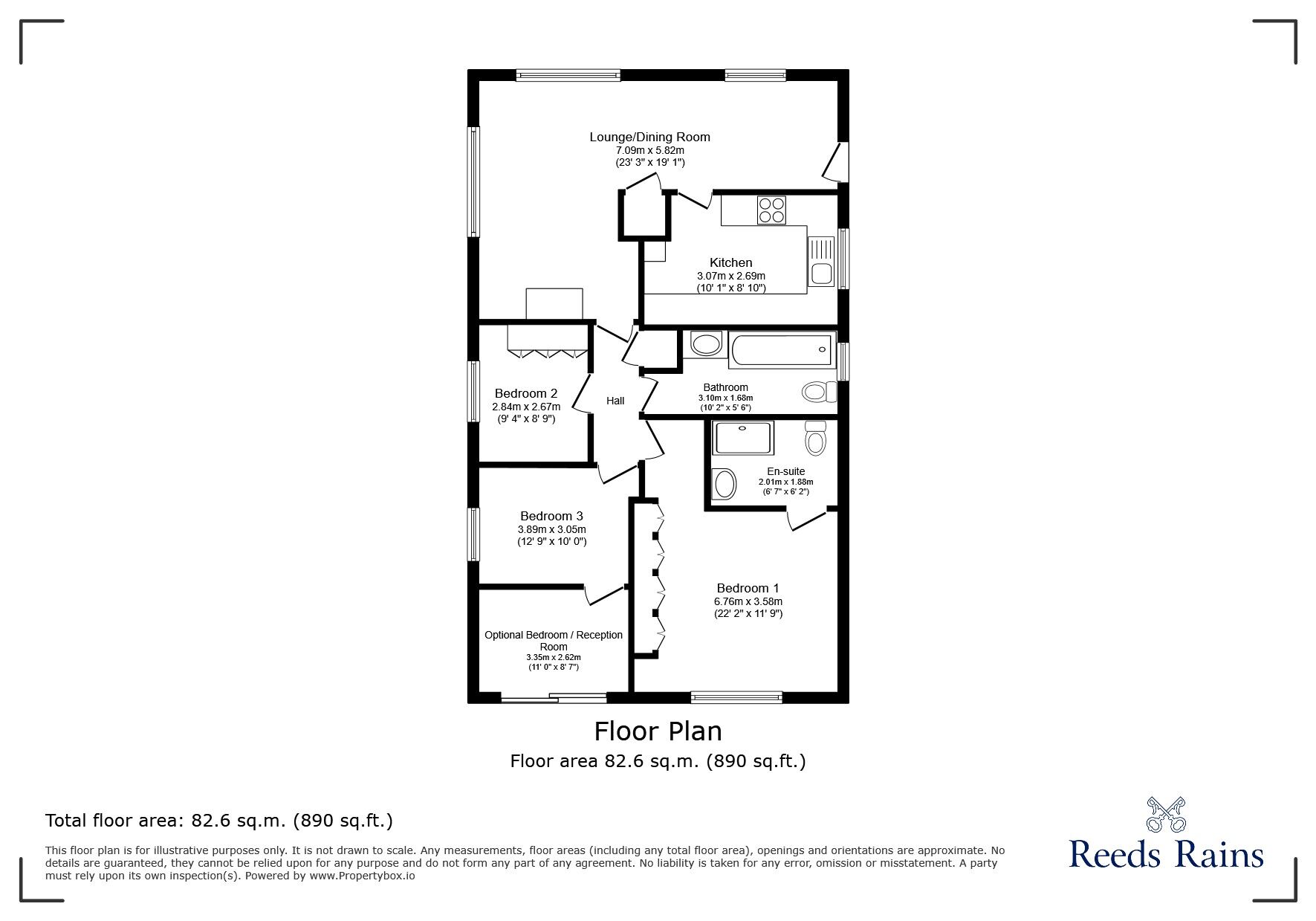 Floorplan of 3 bedroom Link Detached Bungalow for sale, The Breaches, Easton-in-Gordano, Bristol, BS20