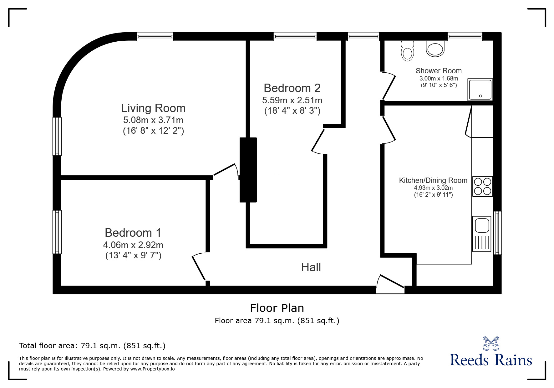 Floorplan of 2 bedroom  Flat for sale, Old Church Road, Clevedon, North Somerset, BS21