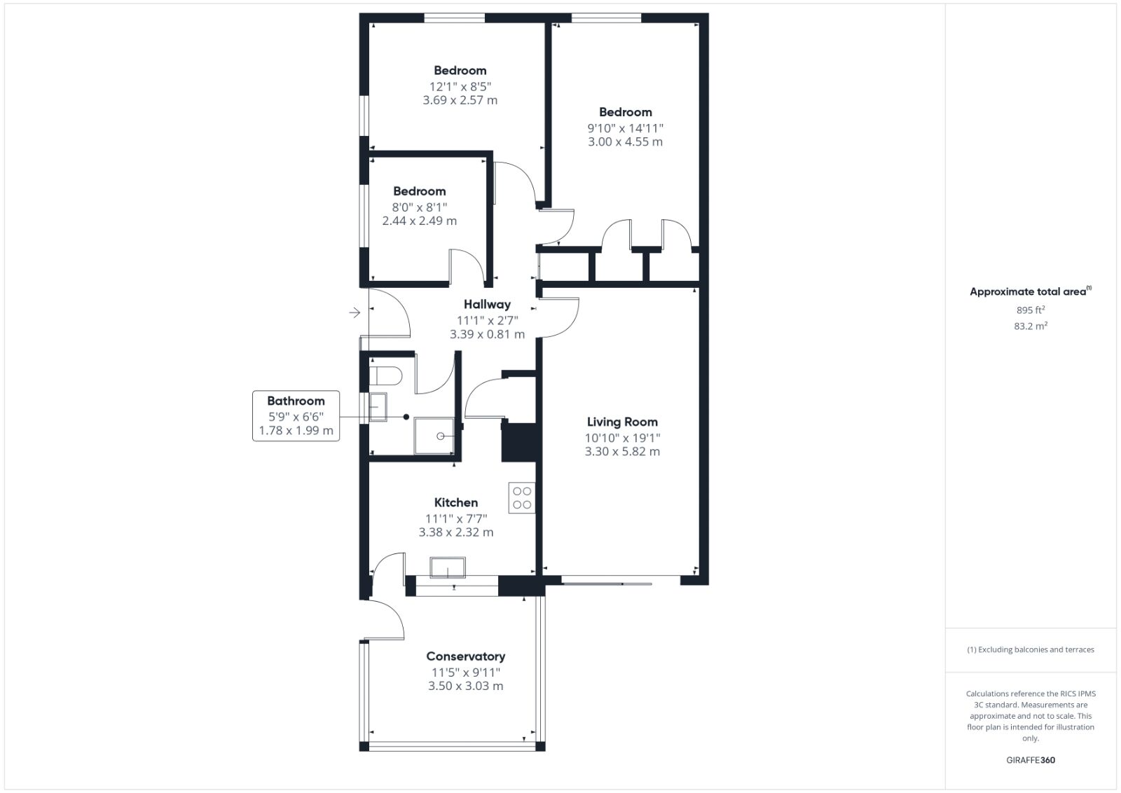 Floorplan of 3 bedroom Semi Detached Bungalow for sale, Teignmouth Road, Clevedon, North Somerset, BS21