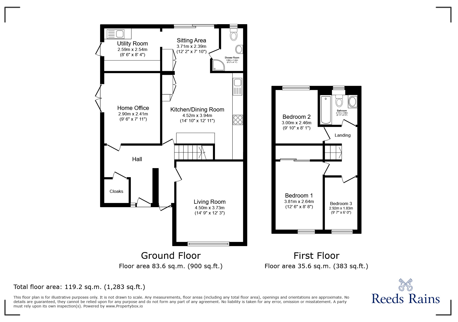 Floorplan of 3 bedroom Semi Detached House for sale, Butterfield Park, Clevedon, North Somerset, BS21