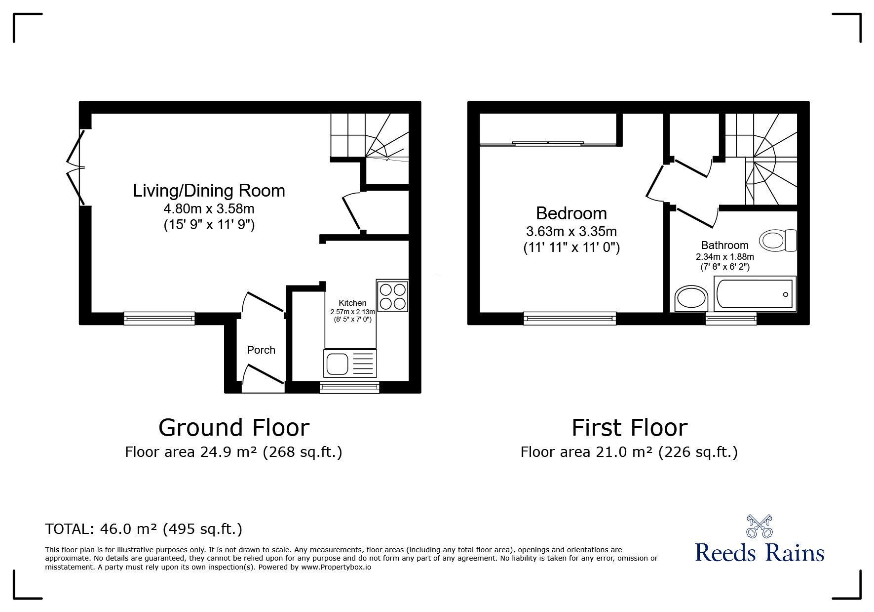 Floorplan of 1 bedroom End Terrace House for sale, Cavell Court, Clevedon, North Somerset, BS21