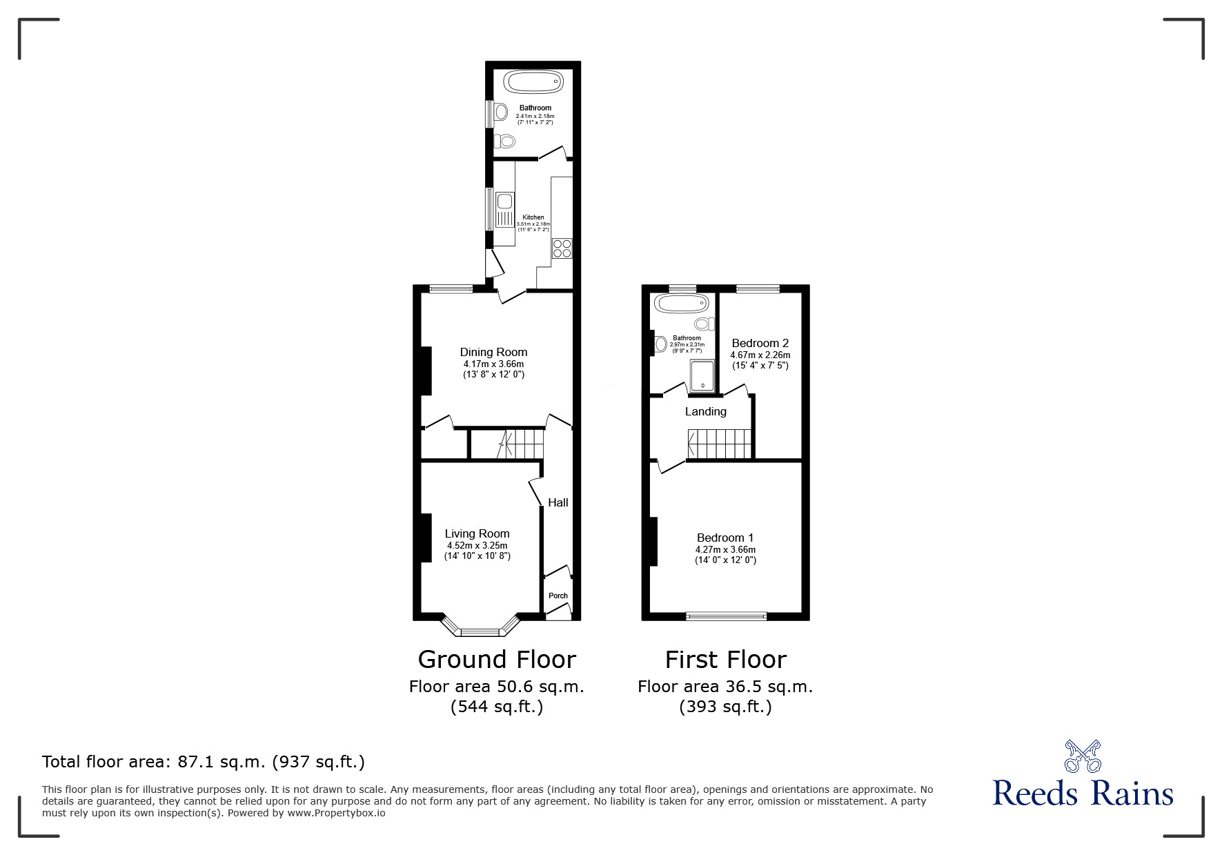 Floorplan of 2 bedroom Mid Terrace House for sale, Kenn Road, Clevedon, North Somerset, BS21