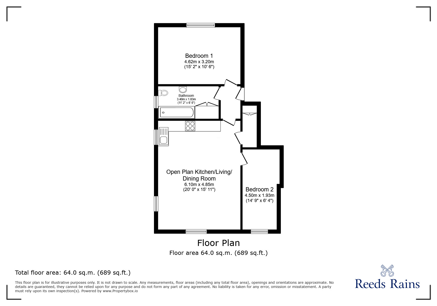 Floorplan of 2 bedroom Flat for sale, Linden Road, Clevedon, North Somerset, BS21