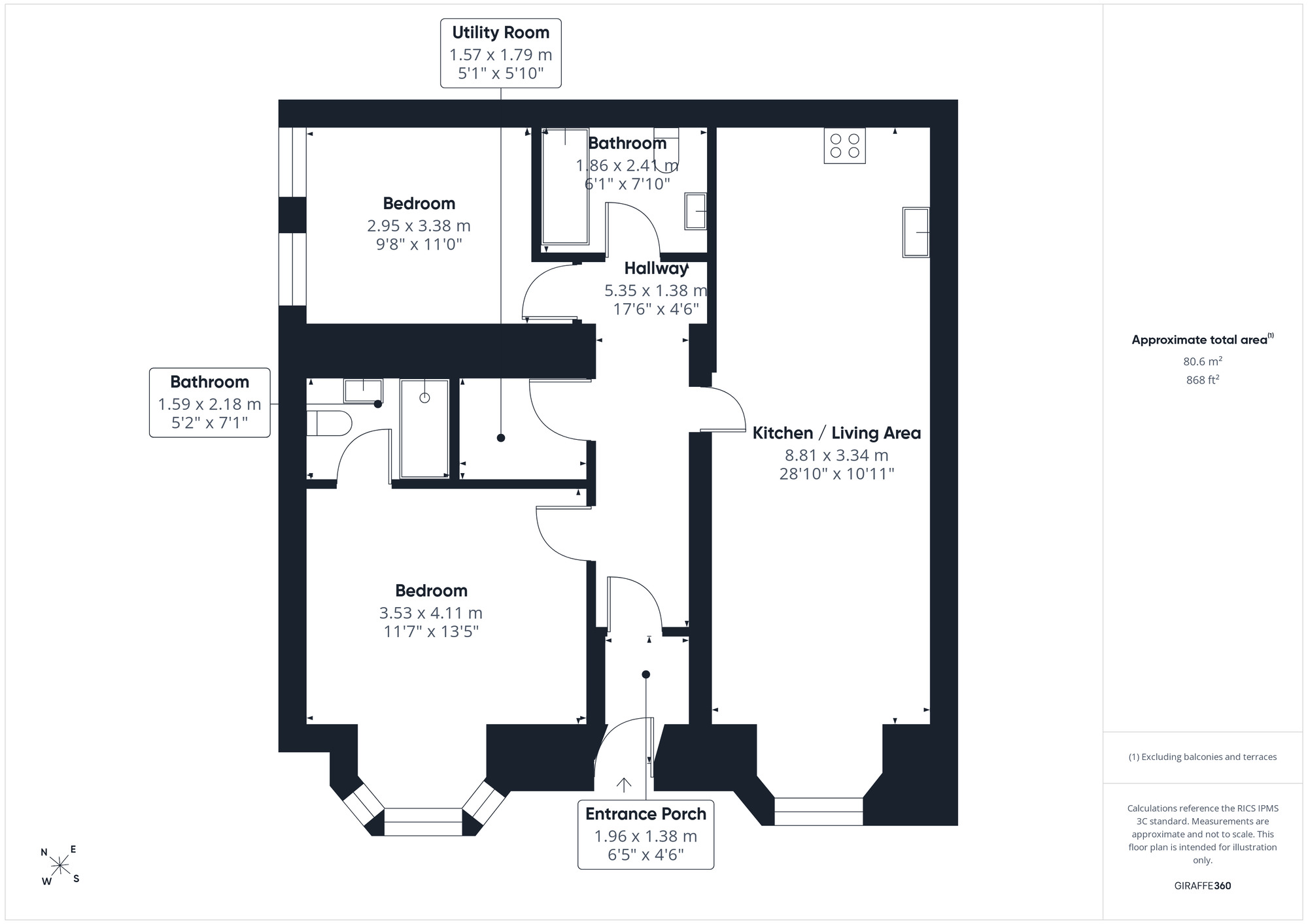 Floorplan of 2 bedroom Flat to rent, Hill Road, Clevedon, North Somerset, BS21