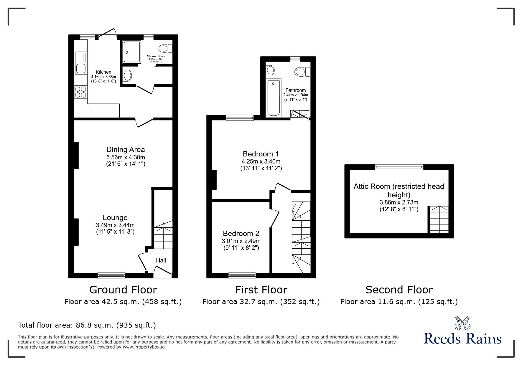 Floorplan of 2 bedroom Mid Terrace House for sale, Meadow Road, Clevedon, North Somerset, BS21