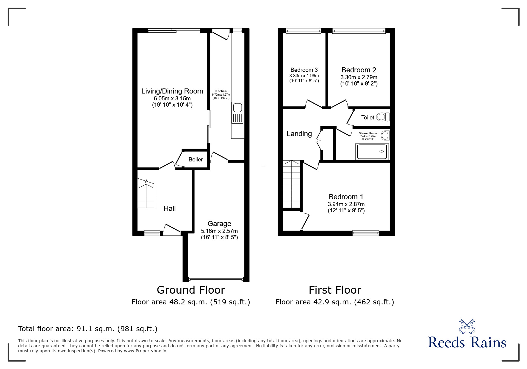 Floorplan of 3 bedroom Mid Terrace House for sale, Kenn Moor Drive, Clevedon, North Somerset, BS21