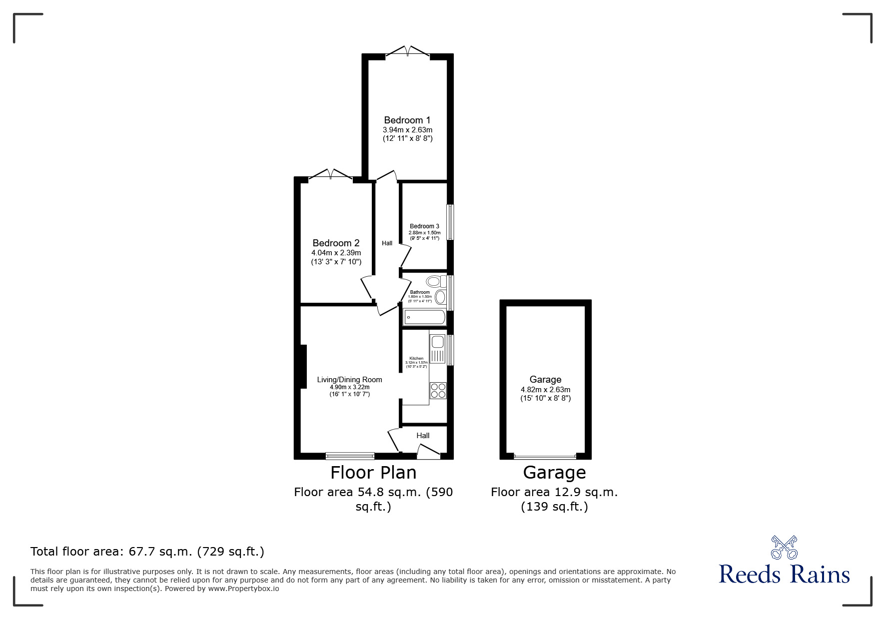 Floorplan of 3 bedroom Semi Detached Bungalow for sale, Rushmoor, Clevedon, North Somerset, BS21