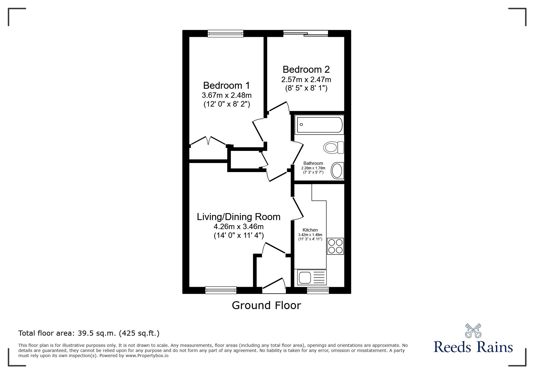 Floorplan of 2 bedroom Mid Terrace Bungalow for sale, Badger Rise, Portishead, Bristol, BS20