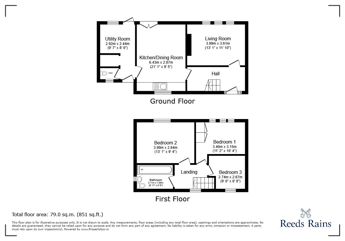 Floorplan of 3 bedroom Semi Detached House for sale, Southlands Way, Congresbury, Bristol, BS49