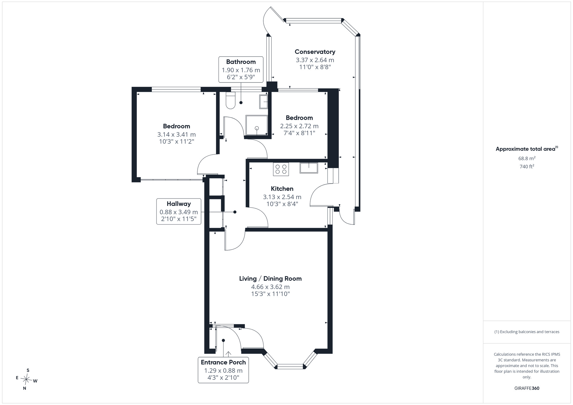 Floorplan of 2 bedroom Detached Bungalow for sale, Brampton Way, Portishead, Bristol, BS20
