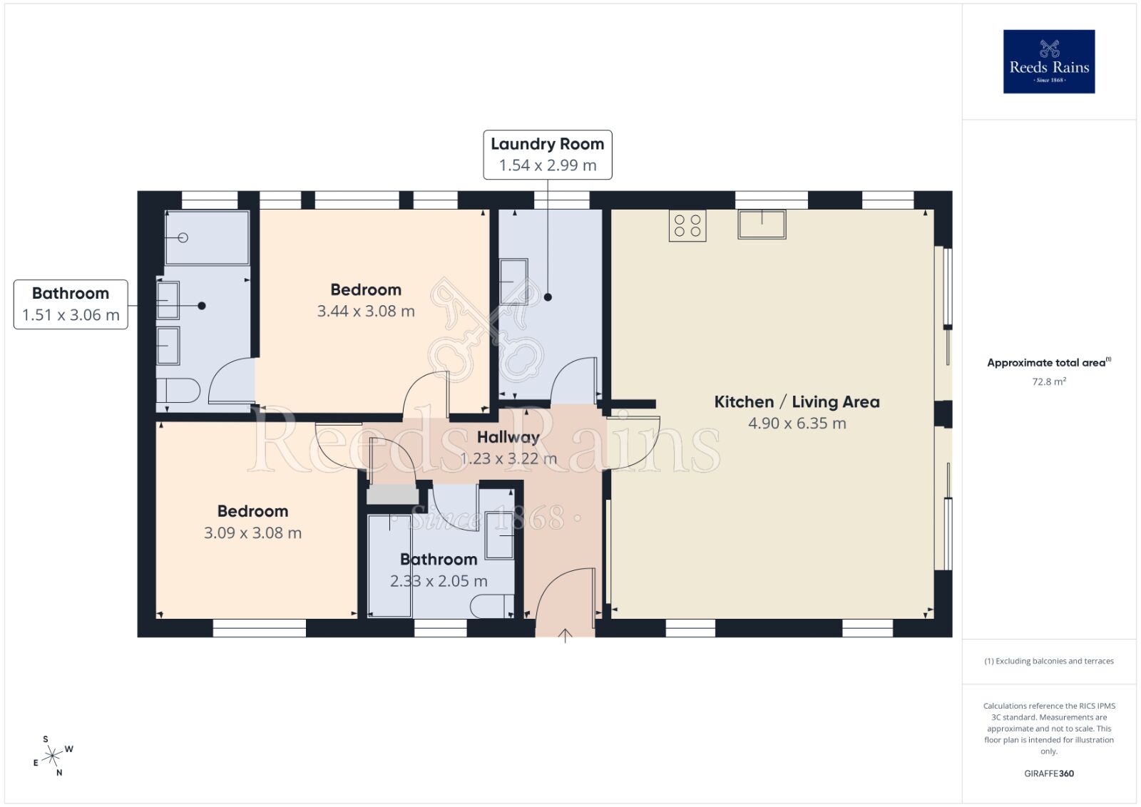 Floorplan of 2 bedroom Detached Bungalow for sale, Hunters Pointe, Somerford, Cheshire, CW12