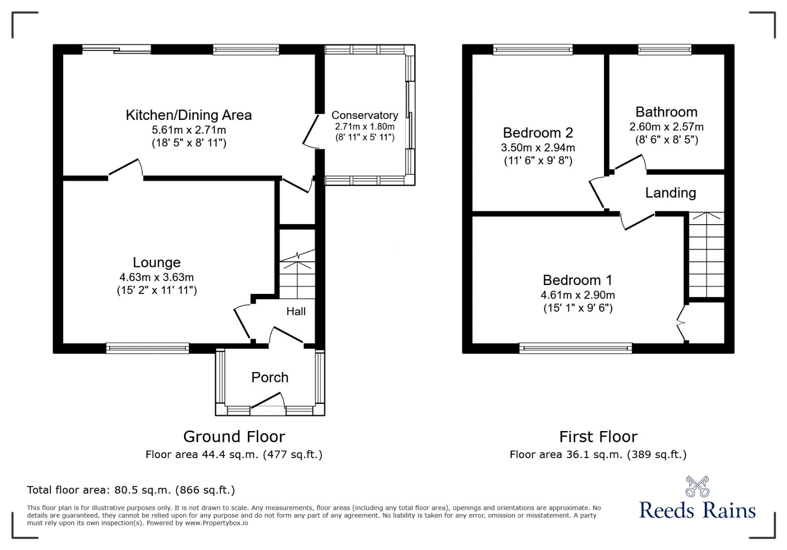 Floorplan of 2 bedroom Semi Detached House for sale, Kingsley Road, Congleton, Cheshire, CW12