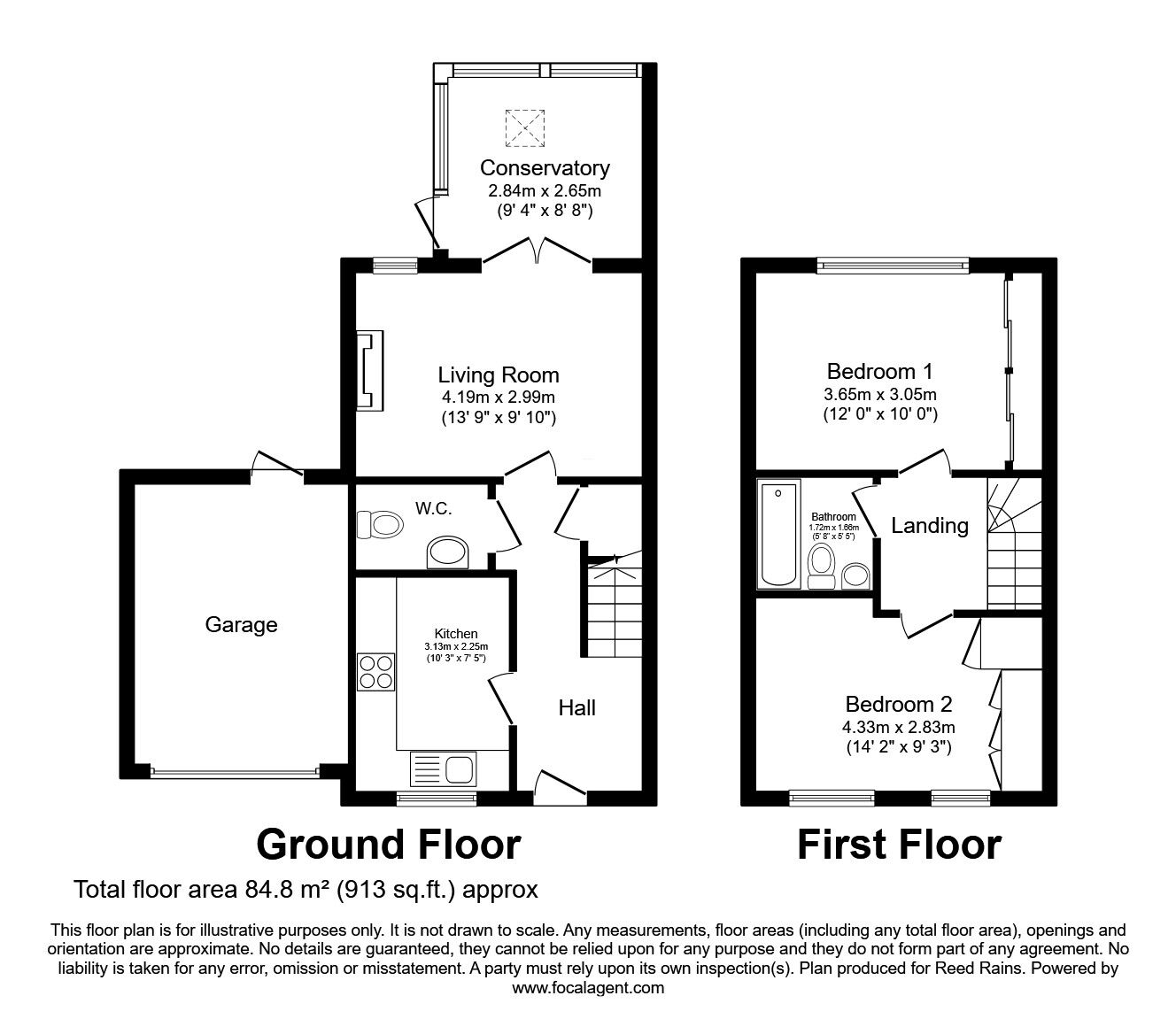 Floorplan of 2 bedroom Semi Detached House for sale, Whittaker Close, Congleton, Cheshire, CW12
