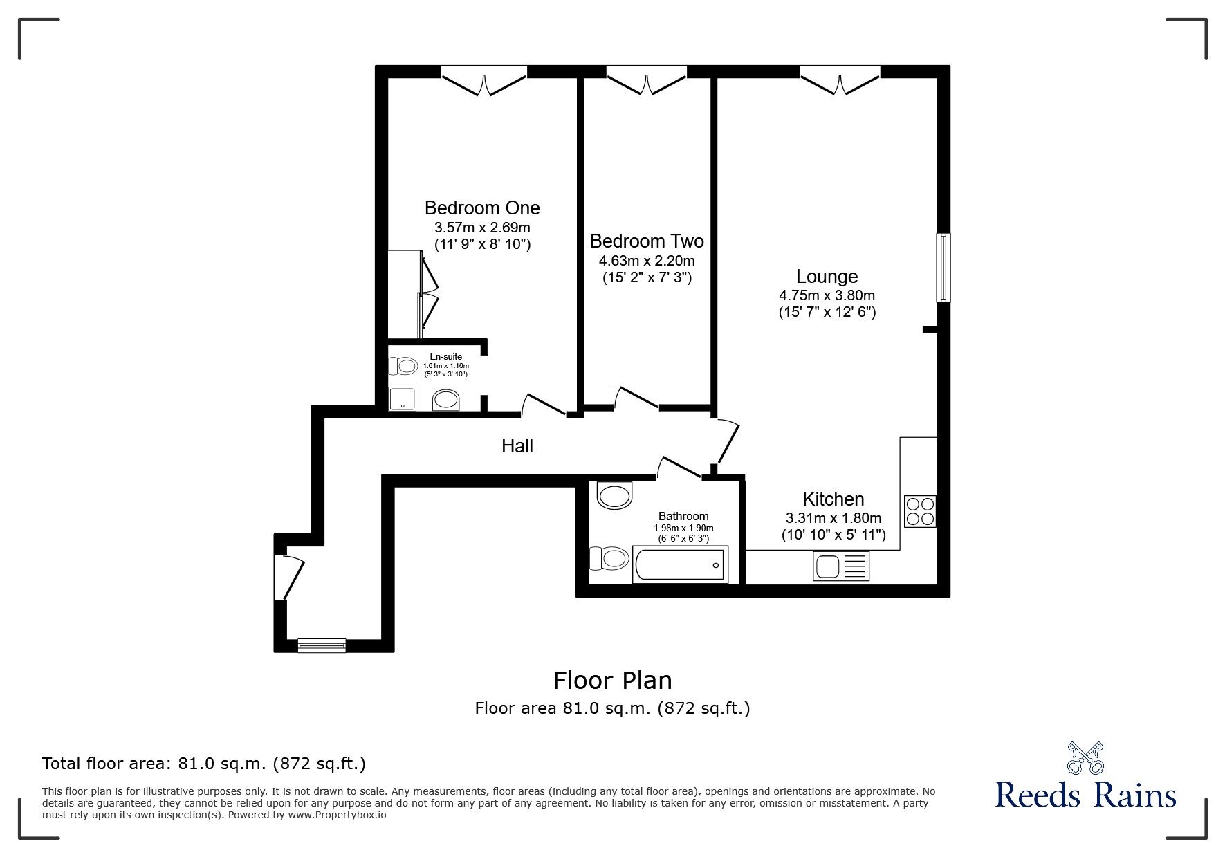 Floorplan of 2 bedroom Flat to rent, Bath Vale, Congleton, Cheshire, CW12