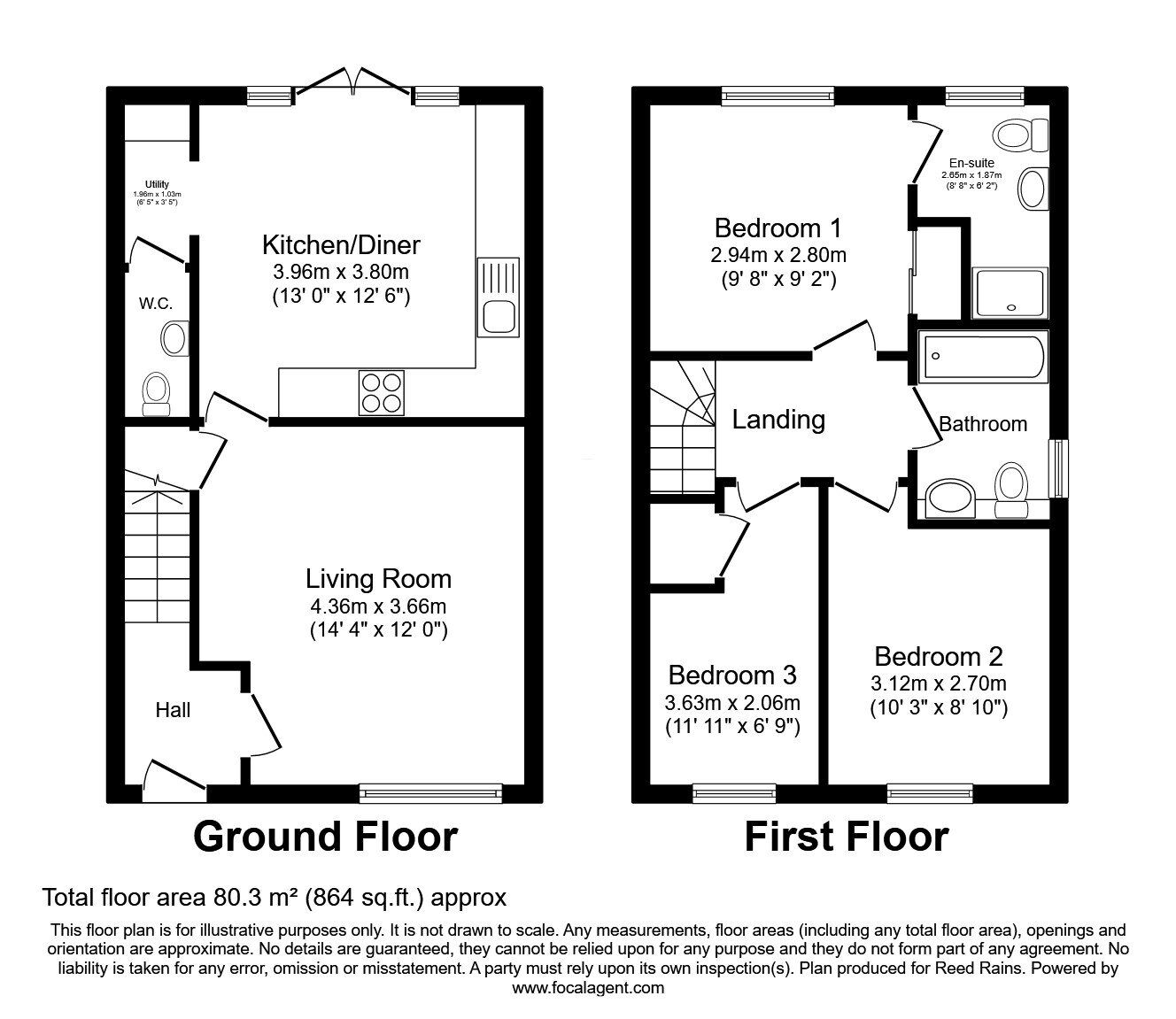 Floorplan of 3 bedroom Semi Detached House for sale, Fieldfare Close, Congleton, Cheshire, CW12