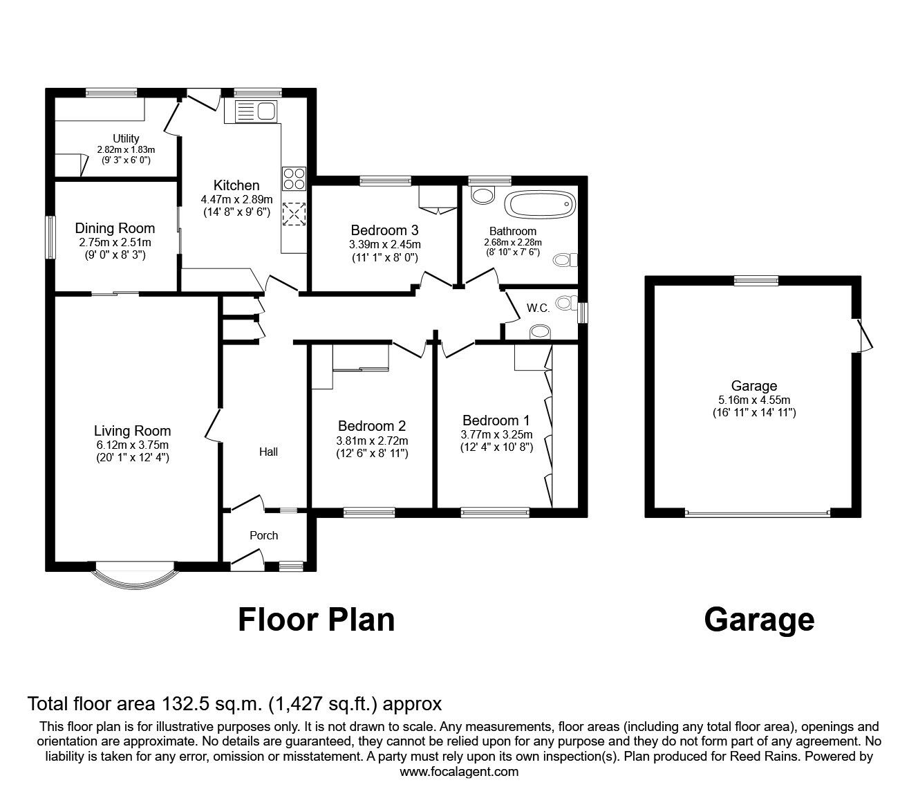 Floorplan of 3 bedroom Detached Bungalow for sale, Lindale Close, Congleton, Cheshire, CW12