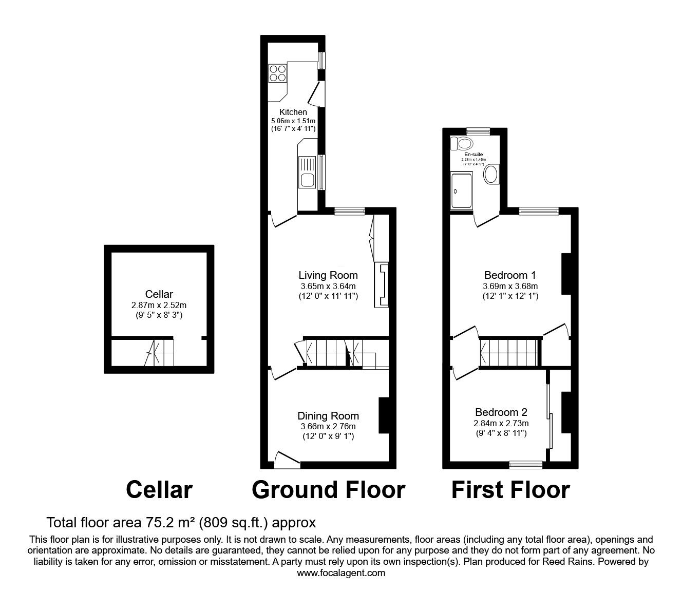 Floorplan of 2 bedroom Mid Terrace House for sale, Canal Road, Congleton, Cheshire, CW12