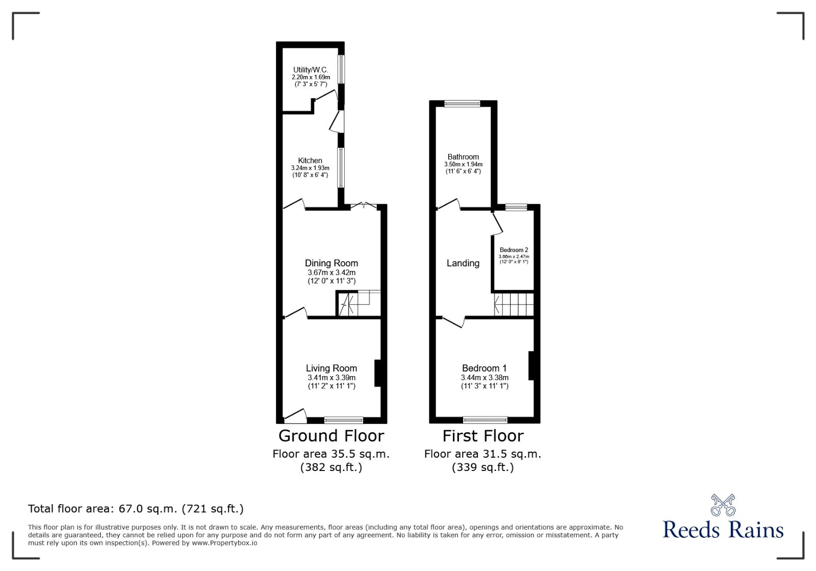 Floorplan of 2 bedroom Mid Terrace House for sale, Rodgers Street, Stoke-on-Trent, Staffordshire, ST6