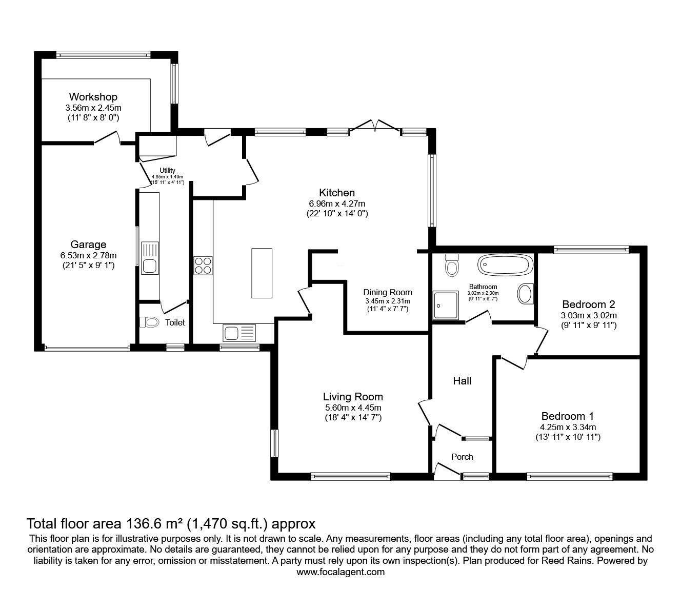 Floorplan of 2 bedroom Detached Bungalow for sale, The Spinney, Church Lawton, Cheshire, ST7
