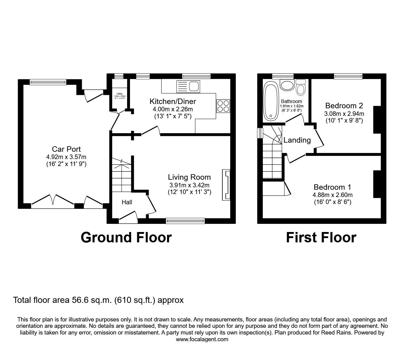Floorplan of 2 bedroom Semi Detached House for sale, Fern Crescent, Congleton, Cheshire, CW12