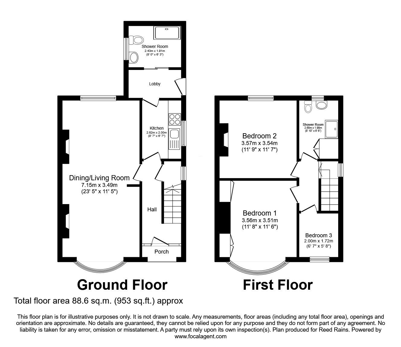 Floorplan of 3 bedroom Semi Detached House for sale, Kingsfield Road, Biddulph, Staffordshire, ST8