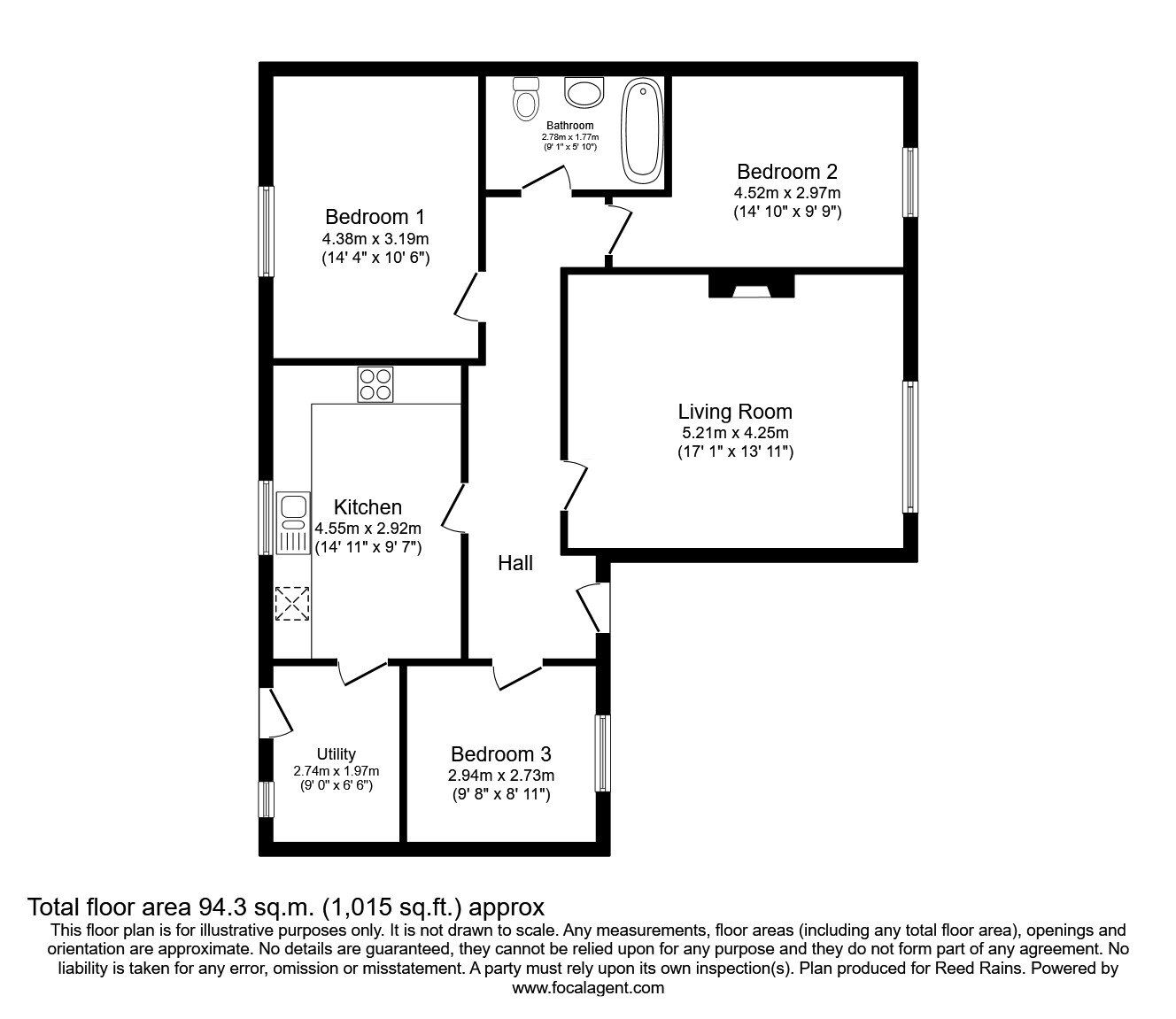 Floorplan of 3 bedroom Detached Bungalow for sale, Linksway, Congleton, Cheshire, CW12