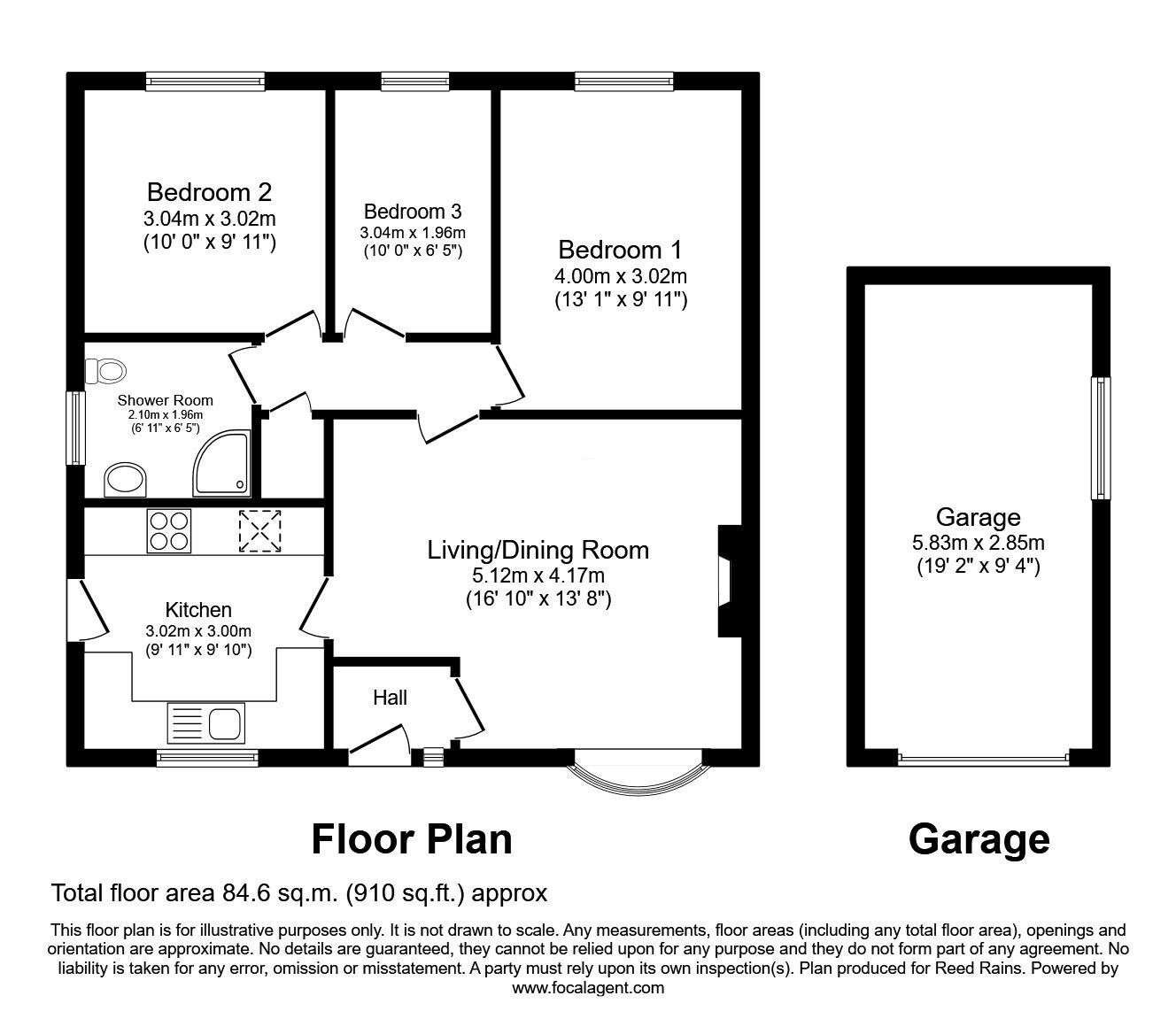 Floorplan of 3 bedroom Detached Bungalow for sale, Severn Close, Biddulph, Staffordshire, ST8
