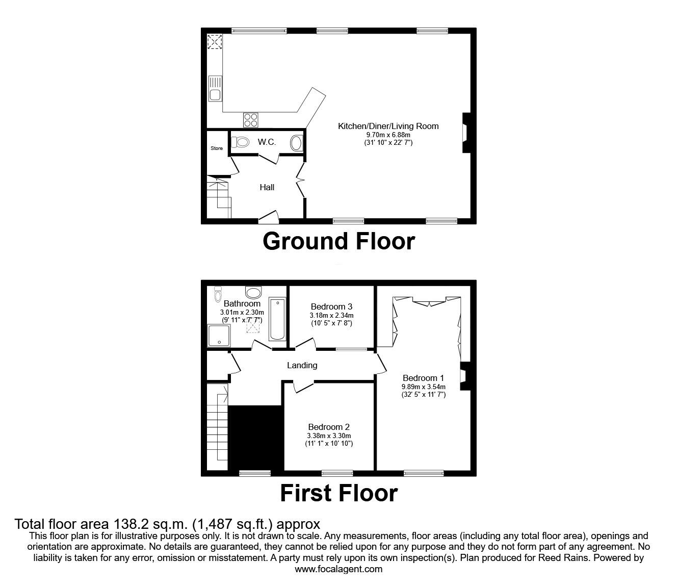 Floorplan of 3 bedroom End Terrace House for sale, Lawton Hall Drive, Church Lawton, Cheshire, ST7