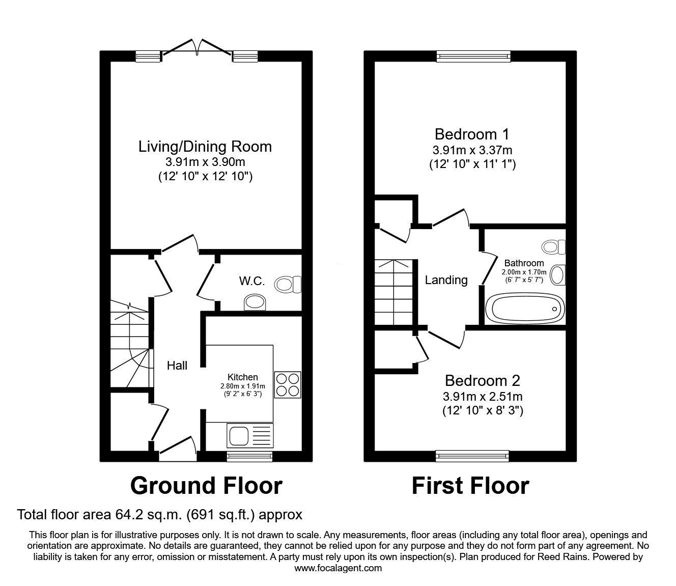 Floorplan of 2 bedroom End Terrace House for sale, Dobson Way, Congleton, CW12