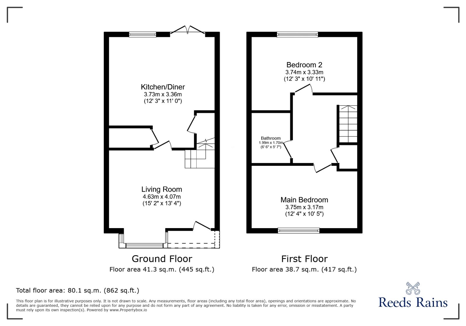 Floorplan of 2 bedroom End Terrace House for sale, Gibbs Avenue, Eaton, Cheshire, CW12