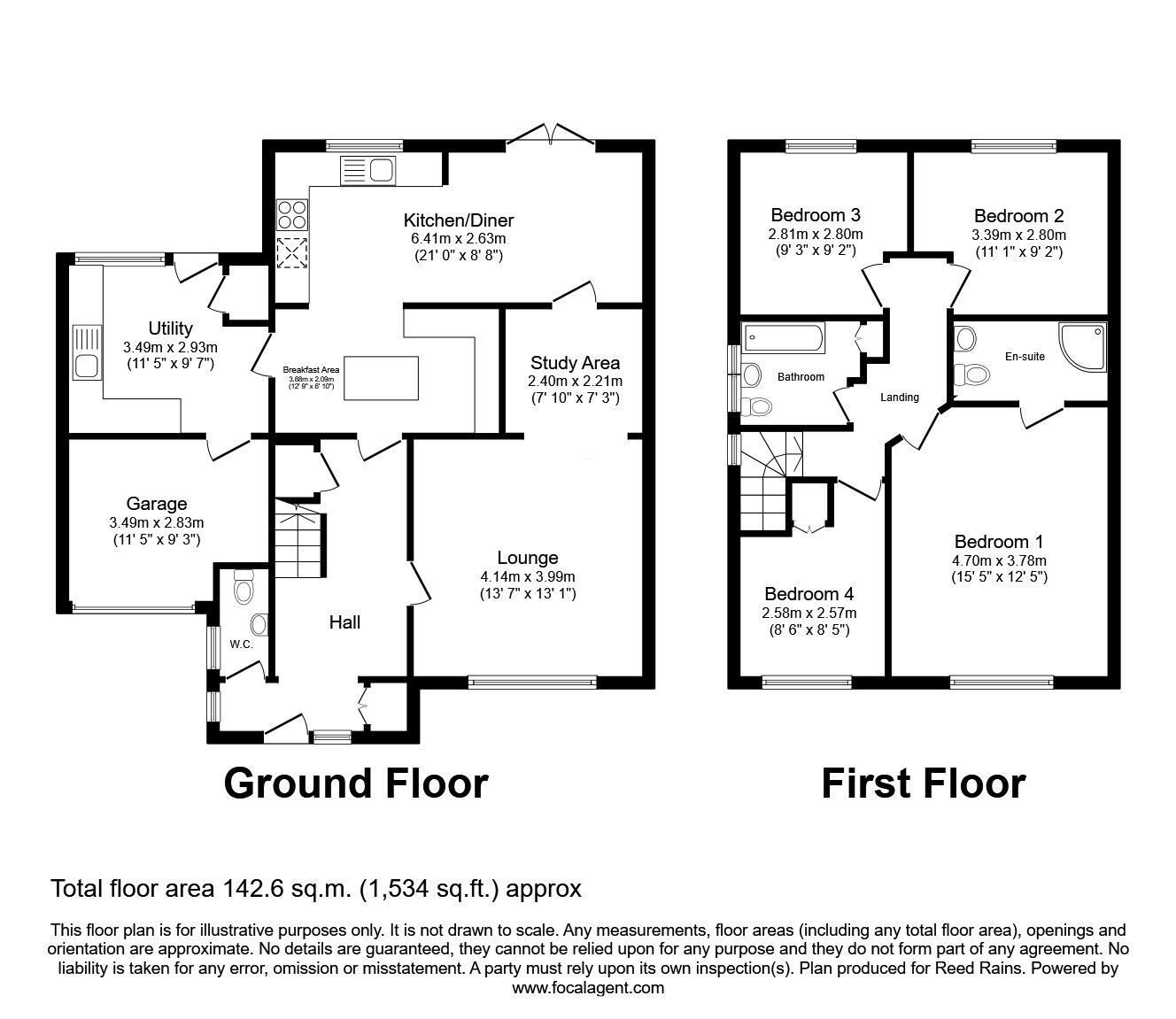 Floorplan of 4 bedroom Detached House for sale, Dunbar Close, Holmes Chapel, Cheshire, CW4