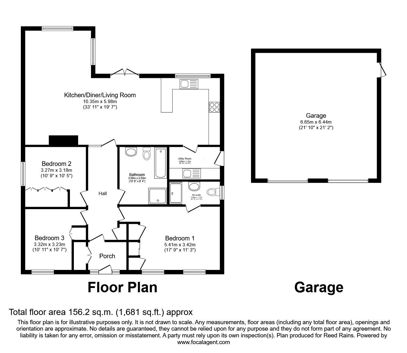Floorplan of 3 bedroom Detached Bungalow for sale, Rowley Meadows, Liverpool Road West, Stoke-on-Trent, ST7