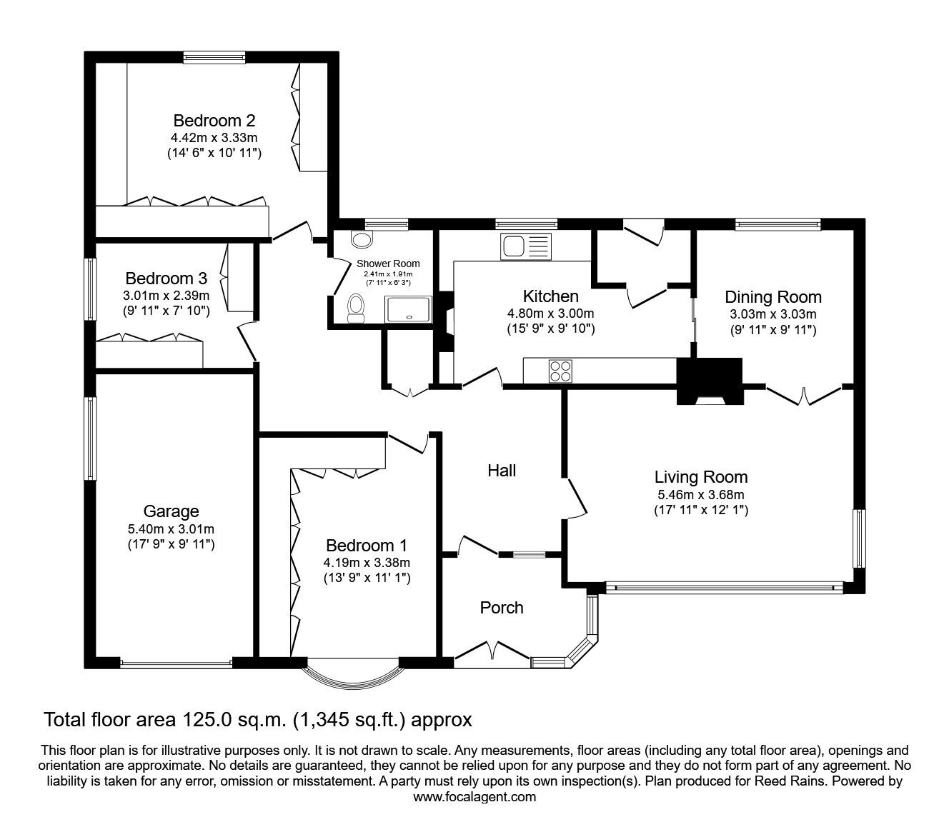 Floorplan of 3 bedroom Detached Bungalow for sale, Lawton Coppice, Church Lawton, Cheshire, ST7