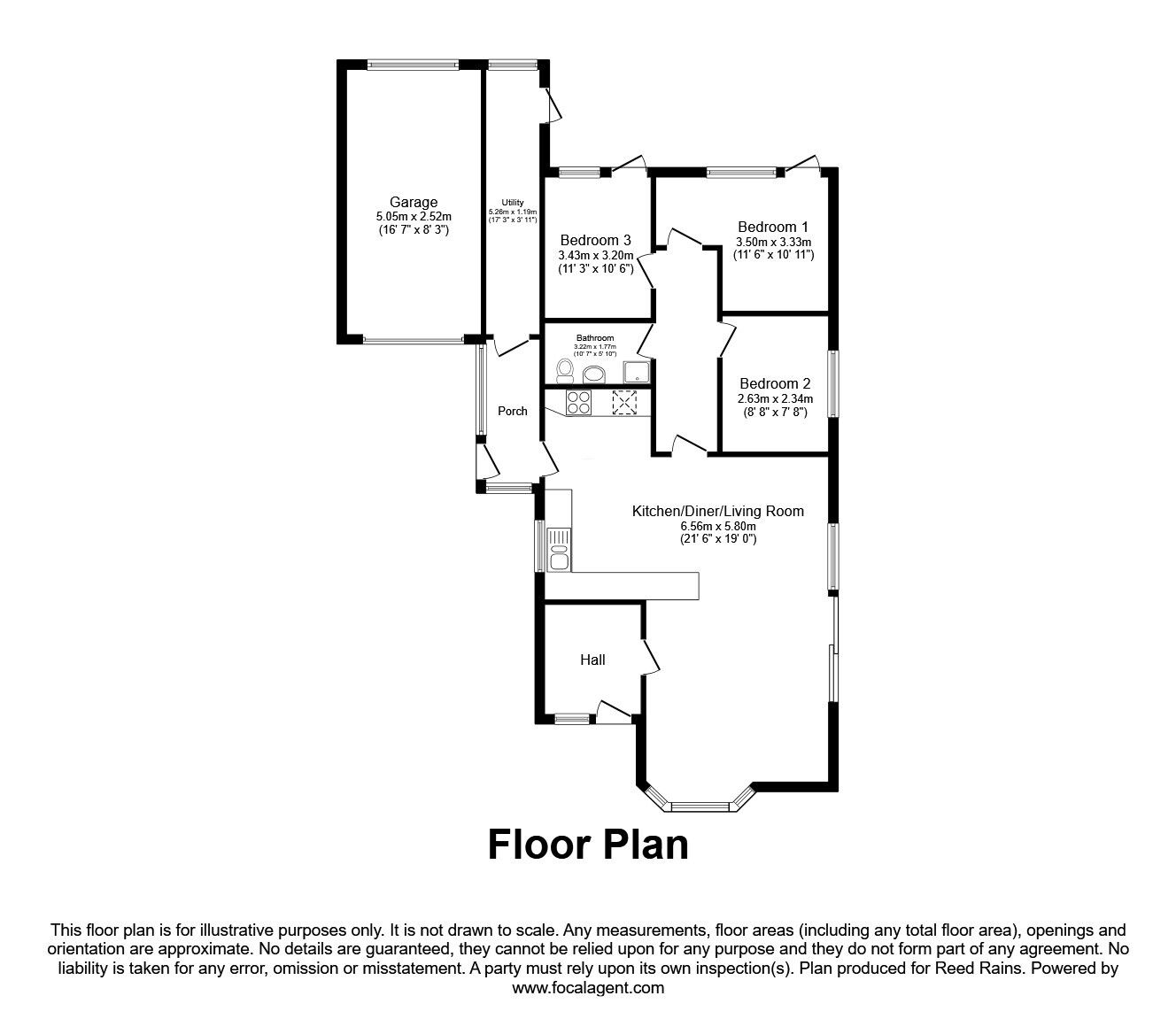 Floorplan of 3 bedroom Detached Bungalow for sale, Cartmel Close, Holmes Chapel, Cheshire, CW4