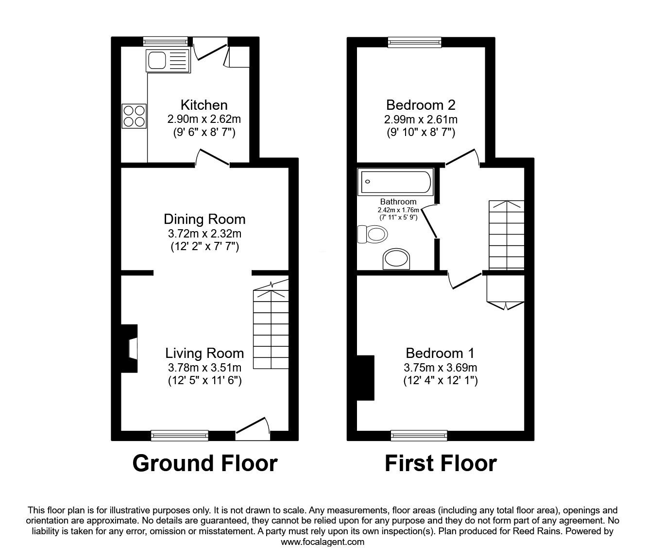 Floorplan of 2 bedroom Mid Terrace House for sale, Union Street, Congleton, Cheshire, CW12