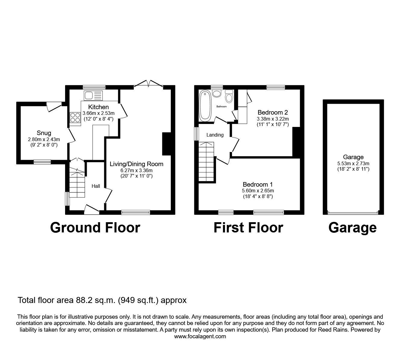 Floorplan of 2 bedroom End Terrace House for sale, St. Johns Road, Congleton, Cheshire, CW12