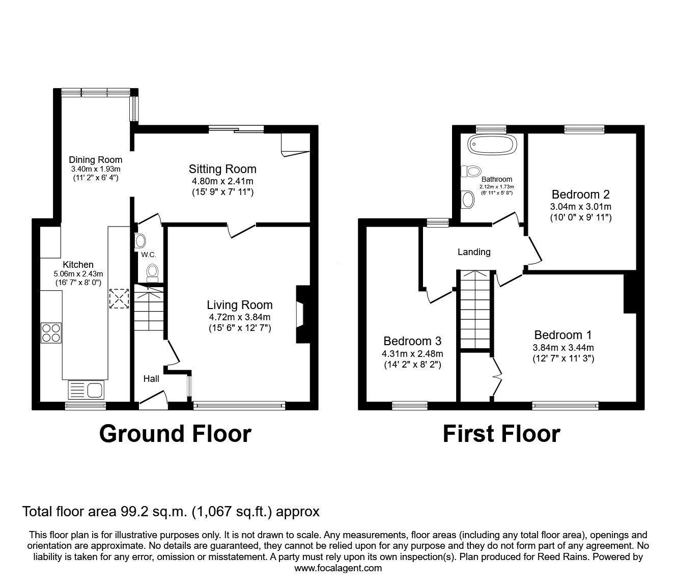 Floorplan of 3 bedroom Semi Detached House for sale, Crayford Avenue, Congleton, Cheshire, CW12