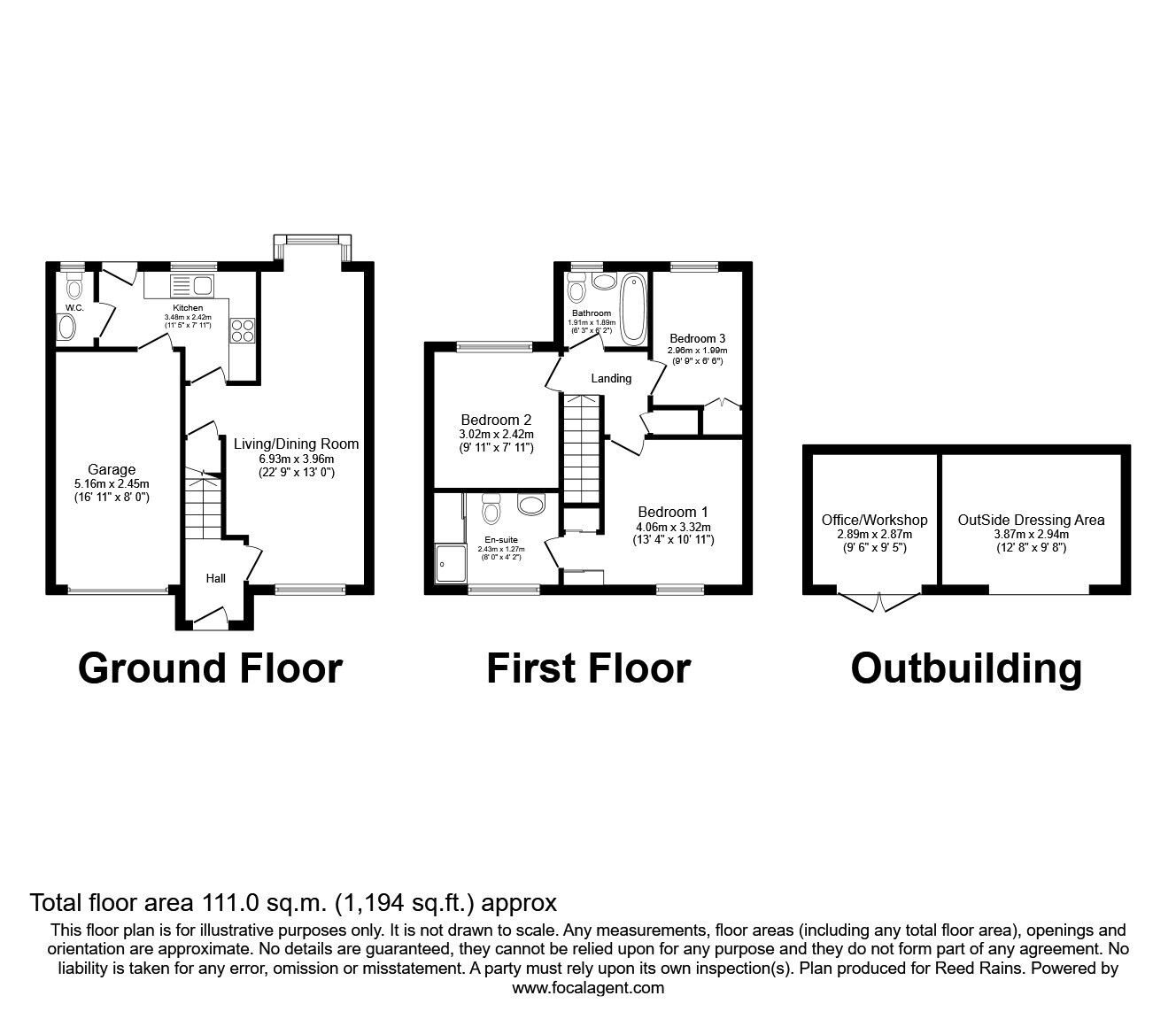 Floorplan of 3 bedroom Mid Terrace House for sale, Oakworth Close, Congleton, Cheshire, CW12