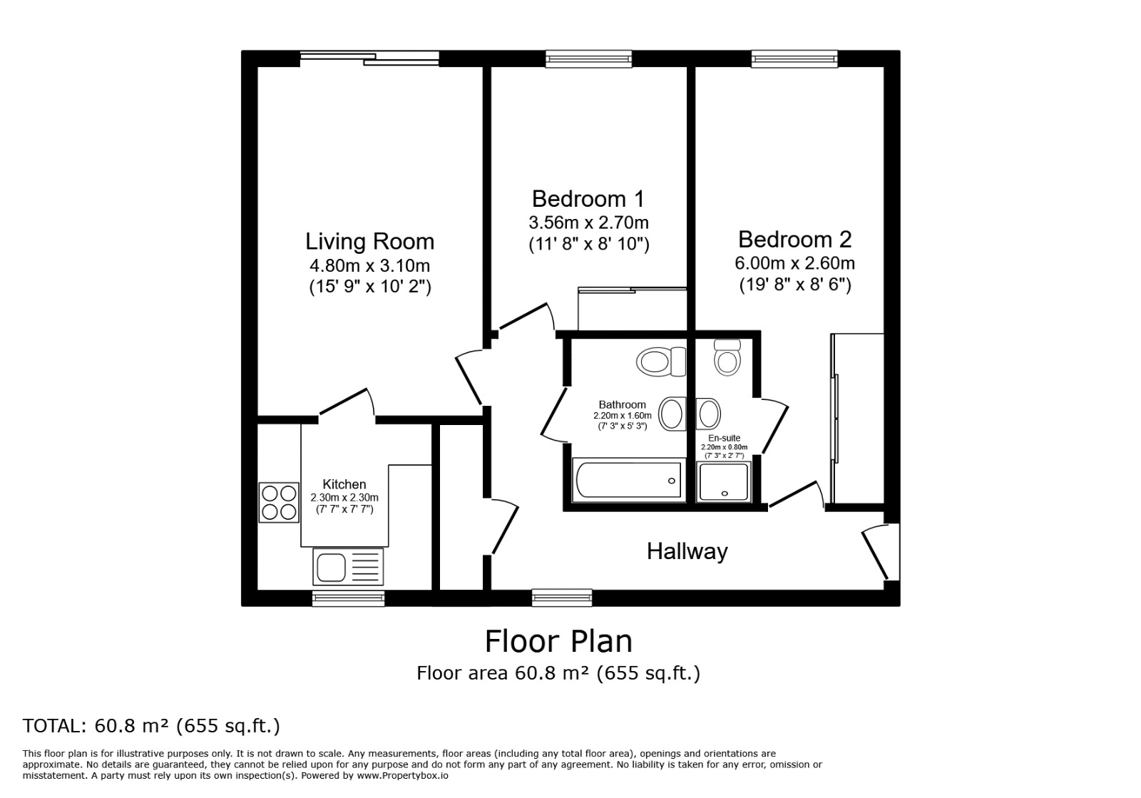 Floorplan of 2 bedroom  Flat for sale, Sandringham Court, London Road, Crewe, CW4