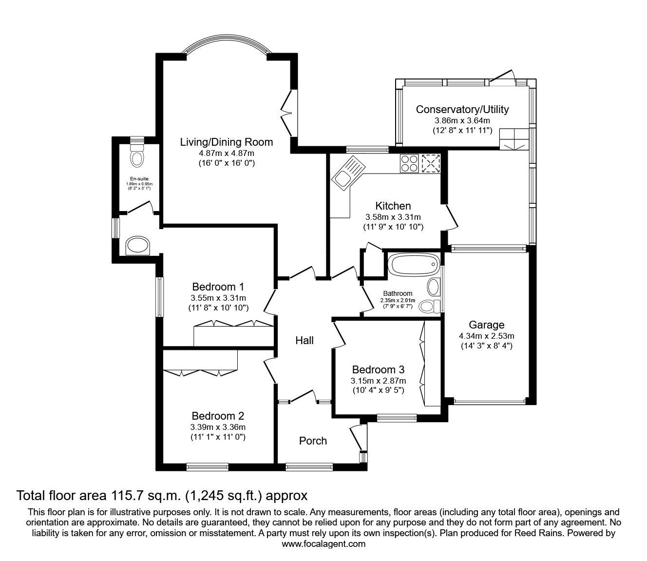 Floorplan of 3 bedroom Detached Bungalow for sale, Davidson Avenue, Congleton, Cheshire, CW12