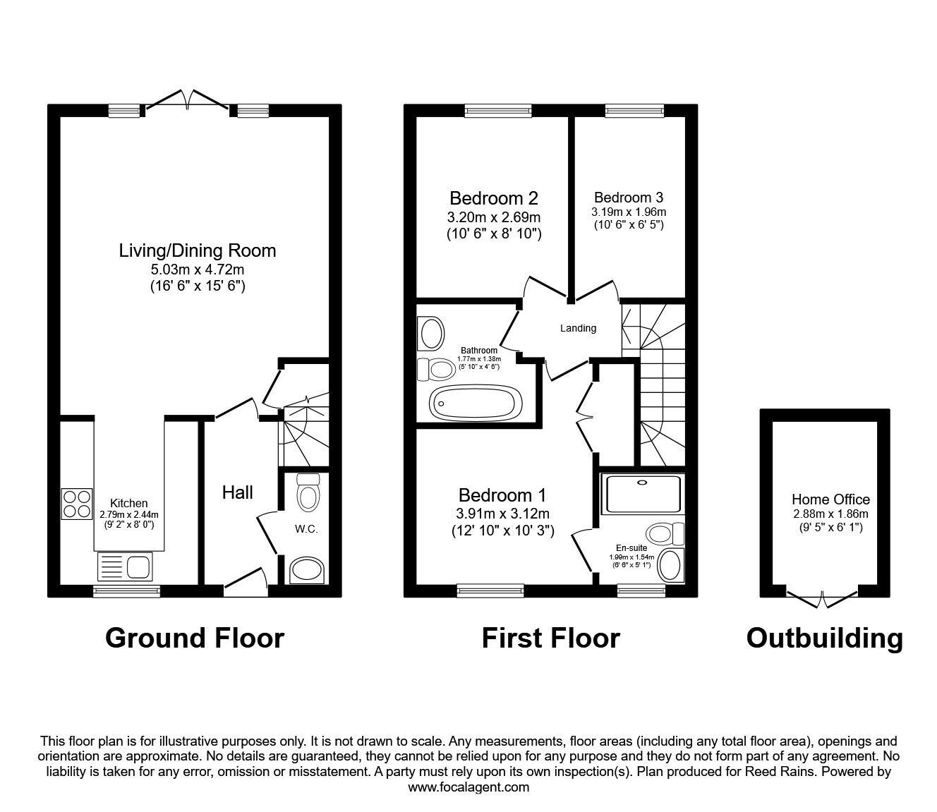 Floorplan of 3 bedroom Mid Terrace House for sale, Field View Road, Congleton, Cheshire, CW12