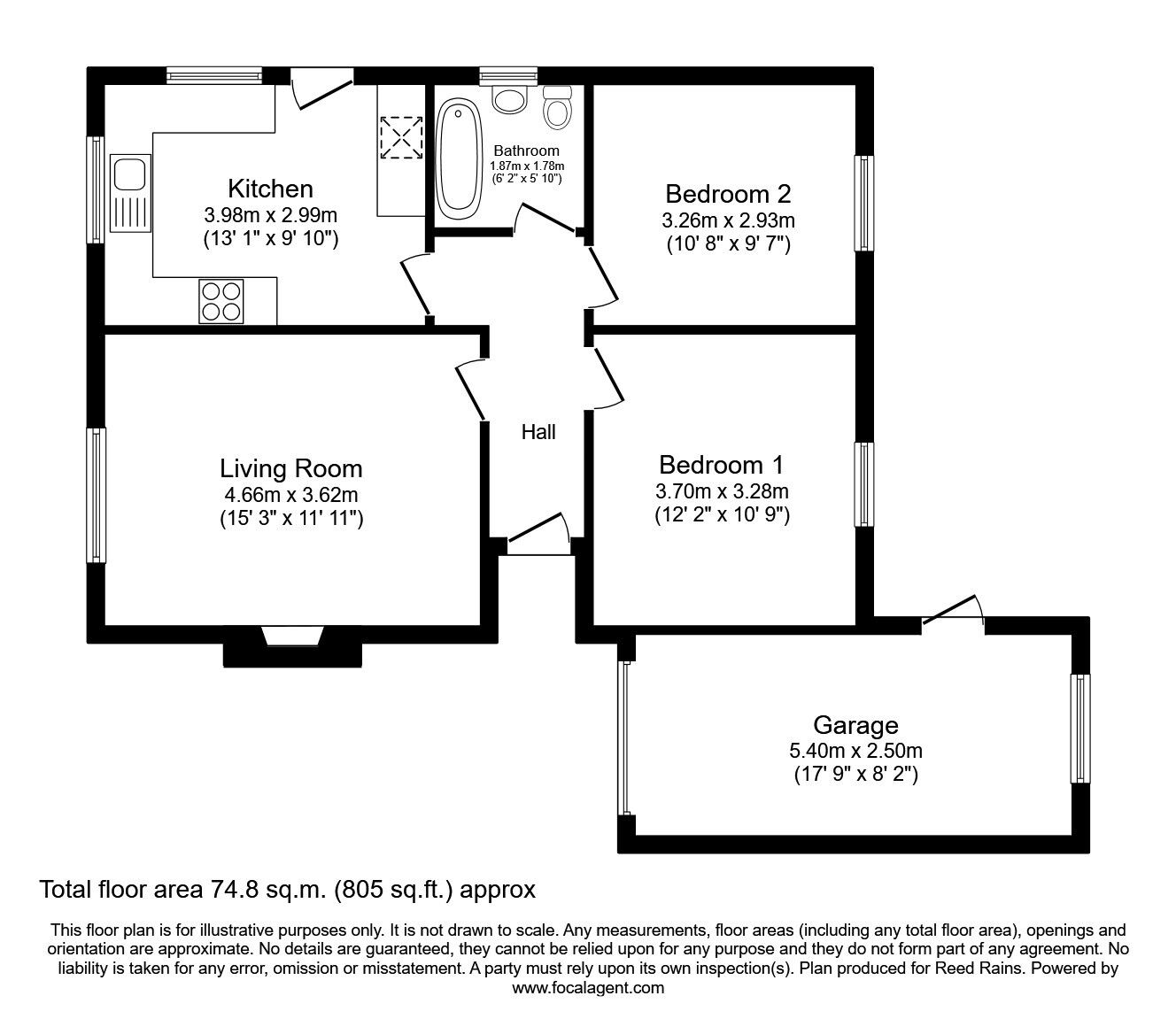 Floorplan of 2 bedroom Detached Bungalow for sale, Riverside Crescent, Holmes Chapel, Cheshire, CW4