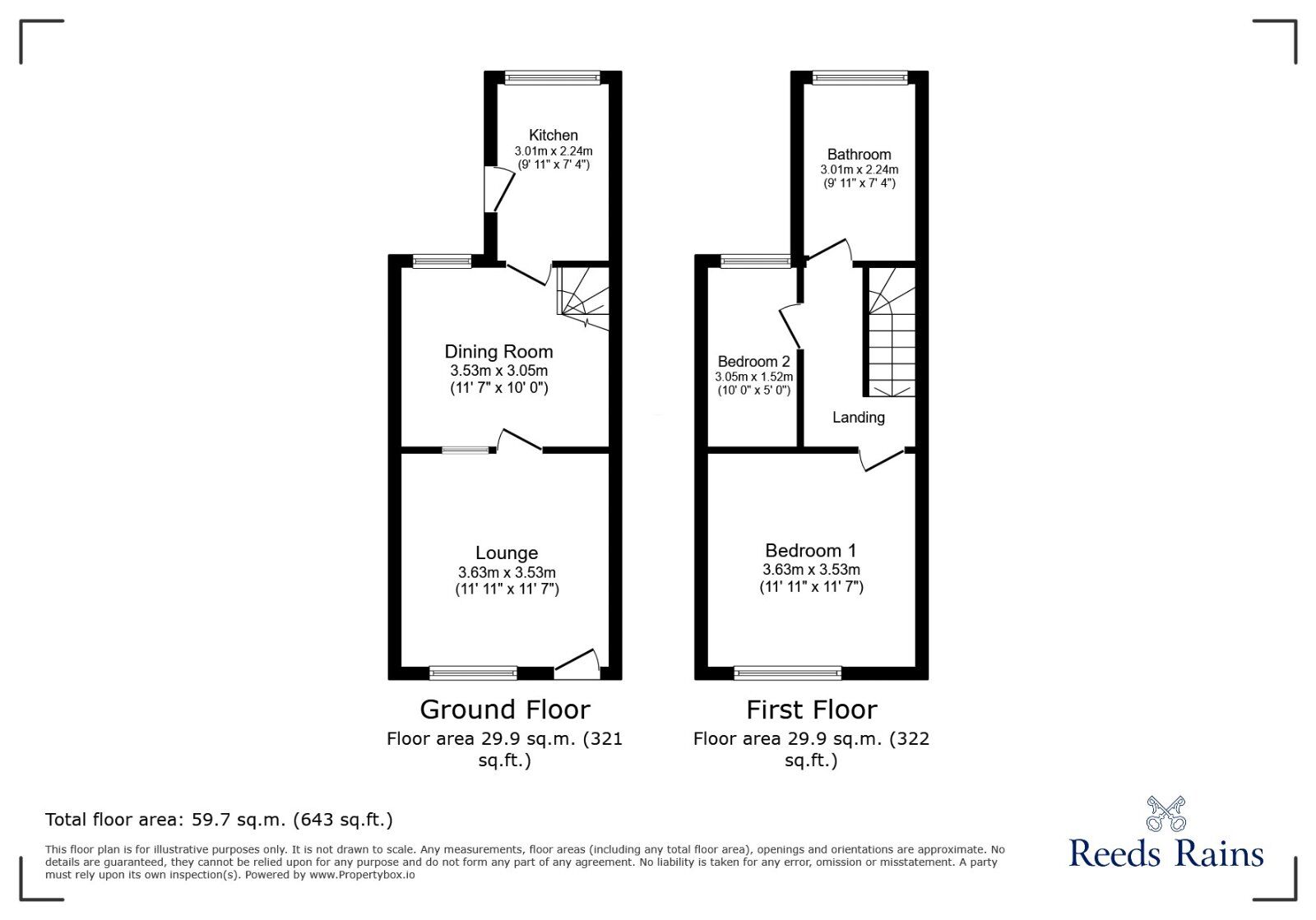 Floorplan of 2 bedroom Mid Terrace House for sale, Dierdens Terrace, Middlewich, Cheshire, CW10