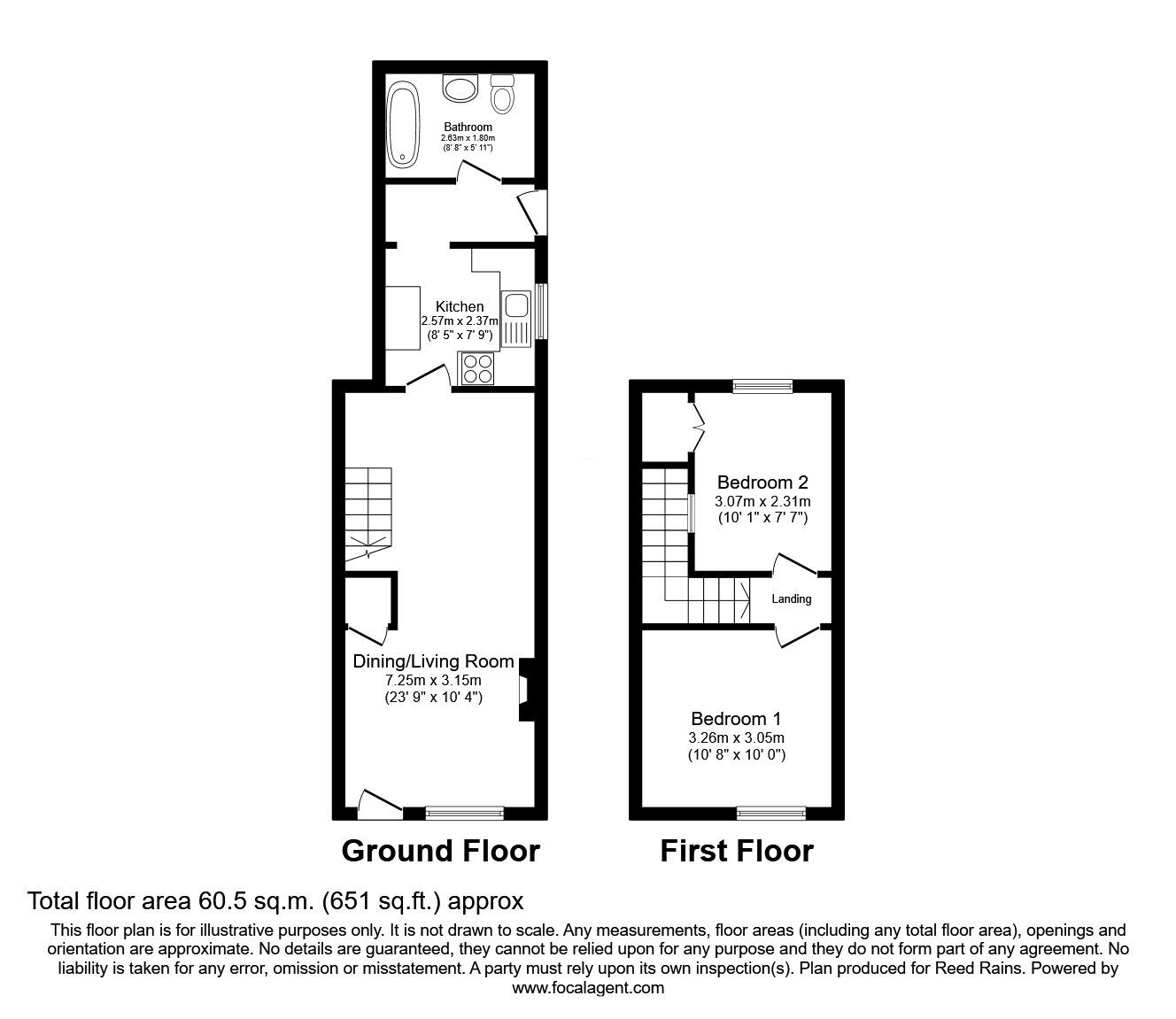 Floorplan of 2 bedroom Mid Terrace House for sale, Broadhurst Lane, Congleton, Cheshire, CW12
