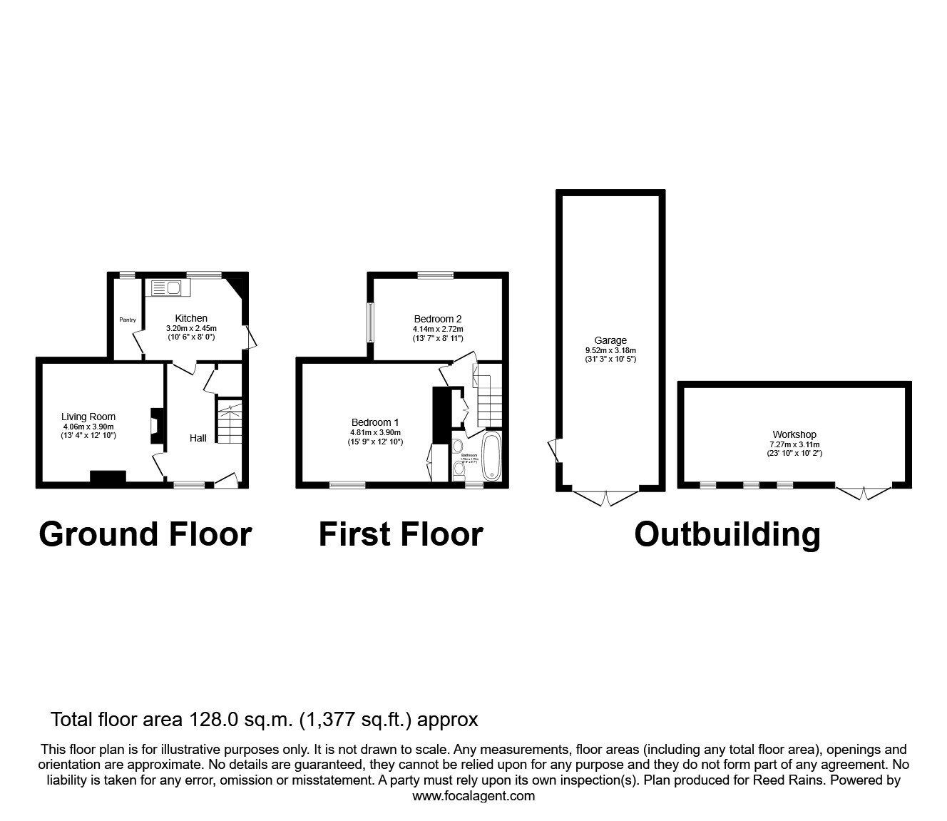 Floorplan of 2 bedroom Semi Detached House for sale, Middlewich Road, Cranage, Cheshire, CW4