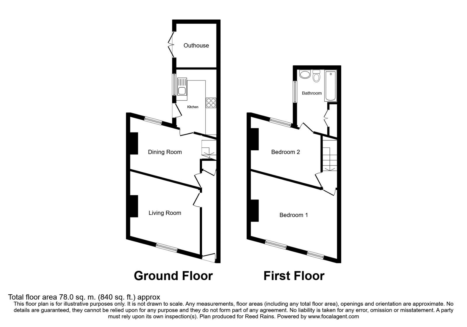 Floorplan of 2 bedroom Detached House for sale, Nantwich Road, Middlewich, Cheshire, CW10