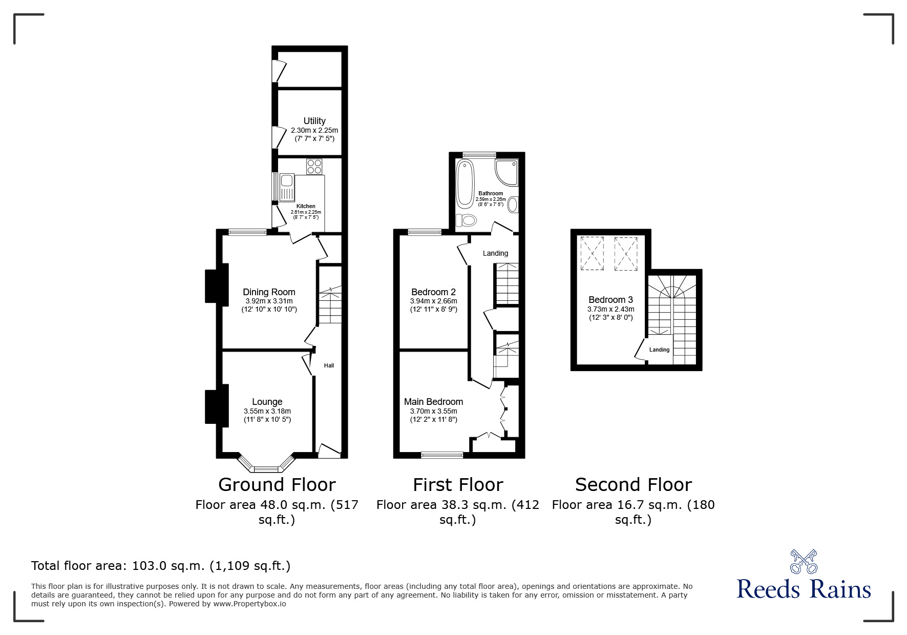 Floorplan of 3 bedroom End Terrace House for sale, Webbs Lane, Middlewich, Cheshire, CW10